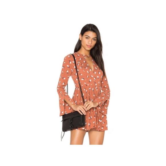 New Free People Tegan Long Sleeve Mini Dress - Picture 1 of 4